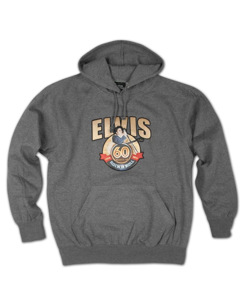 Elvis Presley 60th Anniversary Rock N Roll Grey Hoodie $18.15 Sweatshirts