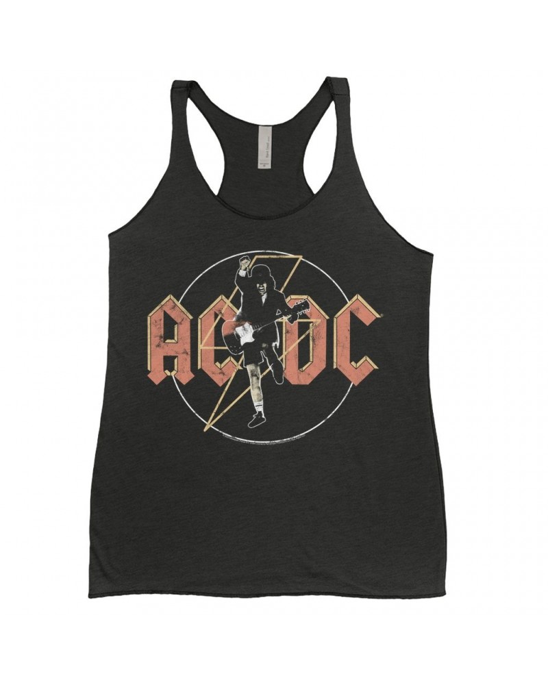 AC/DC Ladies' Tank Top | Angus Young And Logo Distressed Shirt $12.16 Shirts