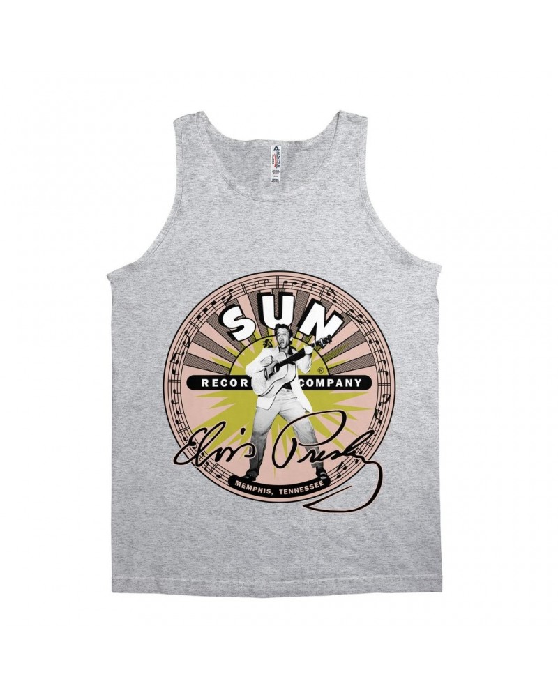 Elvis Presley Sun Records Unisex Tank Top | SIgnature With Burst Sun Records Shirt $10.73 Shirts