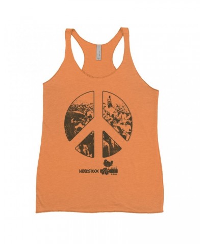 Woodstock Bold Colored Racerback Tank | Crowd Photo Peace Sign Shirt $14.48 Shirts