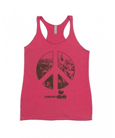 Woodstock Bold Colored Racerback Tank | Crowd Photo Peace Sign Shirt $14.48 Shirts