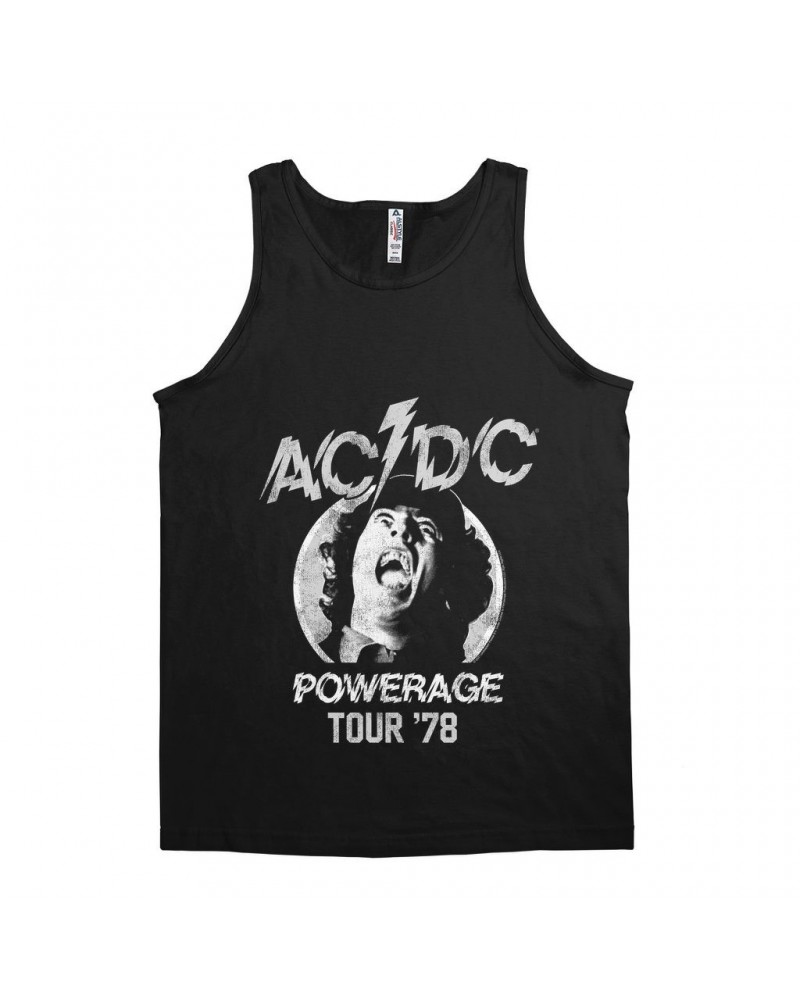 AC/DC Unisex Tank Top | 1978 Powerage Tour Image Distressed Shirt $9.23 Shirts