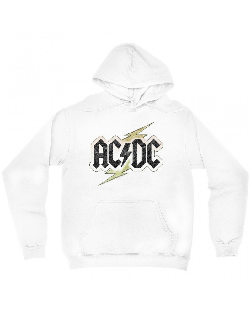 AC/DC Hoodie | Gold Bolt Logo Distressed Hoodie $15.58 Sweatshirts