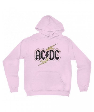 AC/DC Hoodie | Gold Bolt Logo Distressed Hoodie $15.58 Sweatshirts