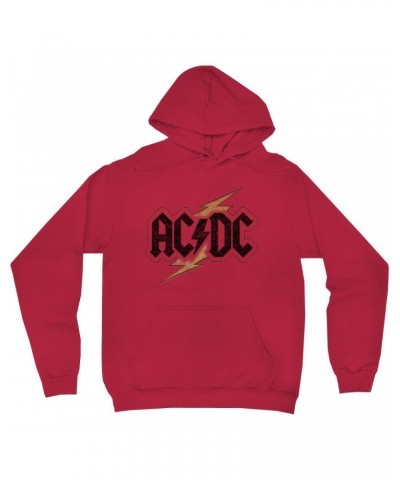 AC/DC Hoodie | Gold Bolt Logo Distressed Hoodie $15.58 Sweatshirts