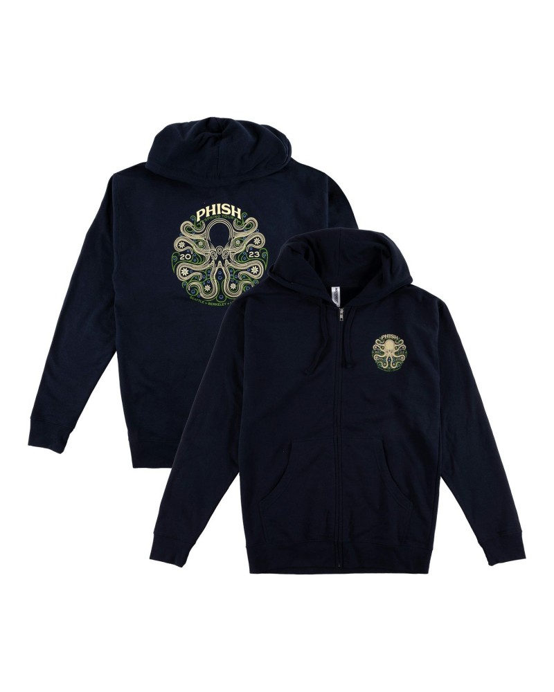 Phish Octopus Spring 2023 Zip Up Hoodie on Navy $20.52 Sweatshirts