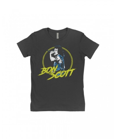 Bon Scott Ladies' Boyfriend T-Shirt | Circular Pop Art Yellow Shirt $8.23 Shirts