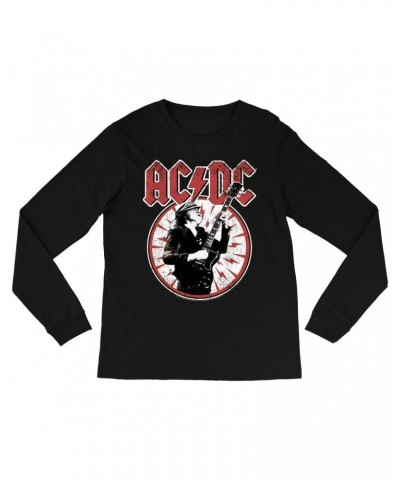 AC/DC Long Sleeve Shirt | Angus Young In Bolts Design Distressed Shirt $8.99 Shirts