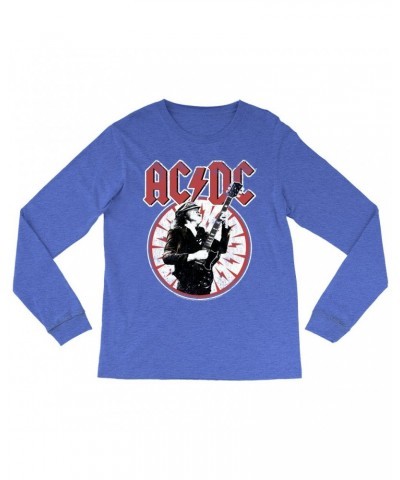 AC/DC Long Sleeve Shirt | Angus Young In Bolts Design Distressed Shirt $8.99 Shirts