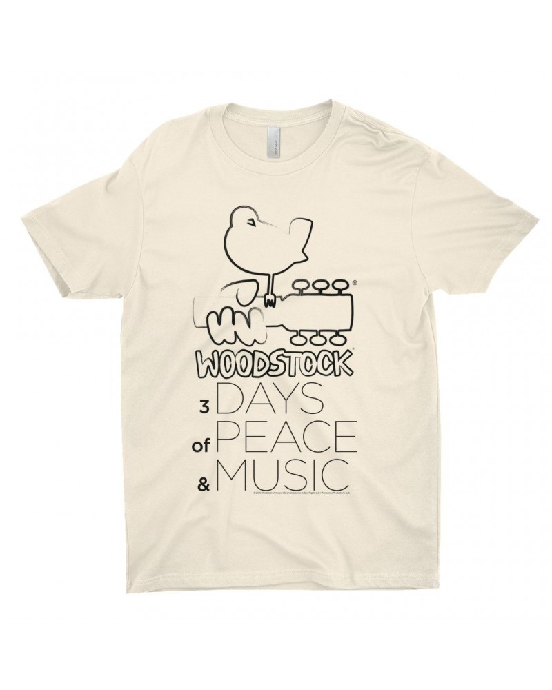 Woodstock T-Shirt | 3 Days Of Peace And Music Drawing Shirt $11.73 Shirts