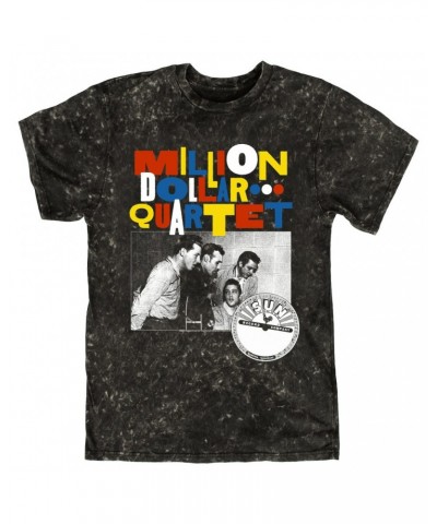 Sun Records T-shirt | Primary Color Million Dollar Quartet Image Mineral Wash Shirt $12.58 Shirts