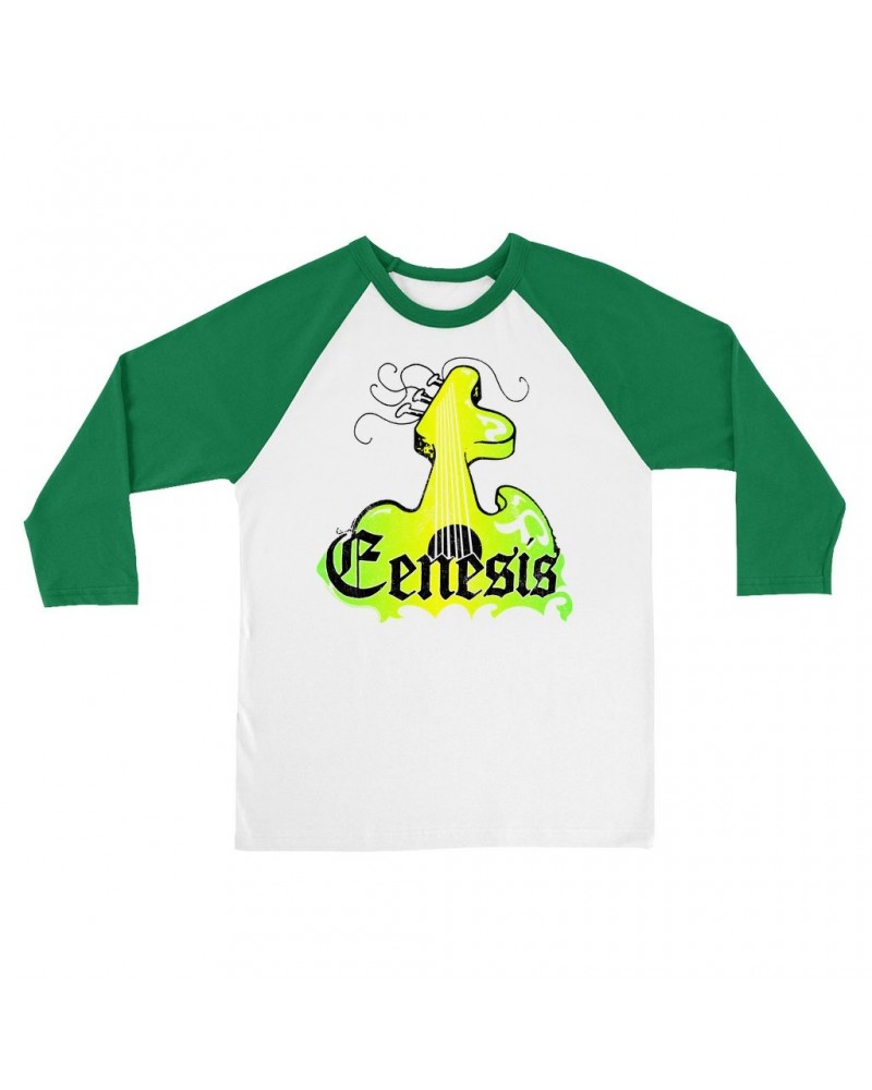 Genesis 3/4 Sleeve Baseball Tee | Vintage Guitar Logo Shirt $13.18 Shirts