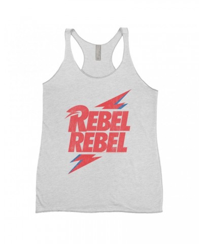 David Bowie Ladies' Tank Top | Rebel Rebel Lightning Bolt Distressed Shirt $13.03 Shirts