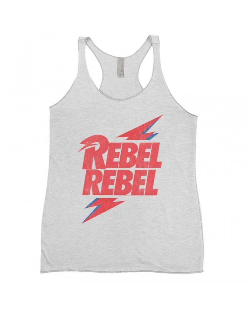 David Bowie Ladies' Tank Top | Rebel Rebel Lightning Bolt Distressed Shirt $13.03 Shirts