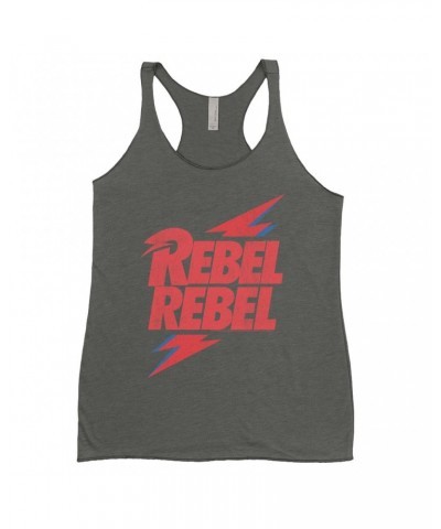 David Bowie Ladies' Tank Top | Rebel Rebel Lightning Bolt Distressed Shirt $13.03 Shirts