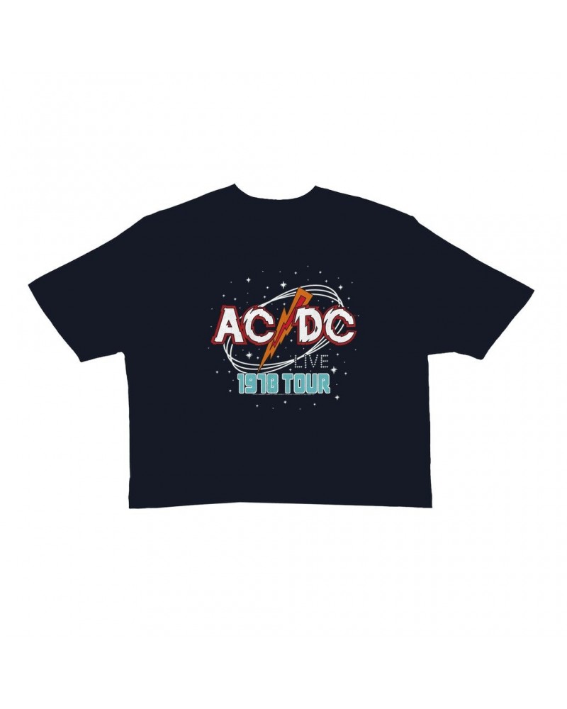 AC/DC Ladies' Crop Tee | Red Universe 1978 Tour Design Crop T-shirt $12.13 Shirts