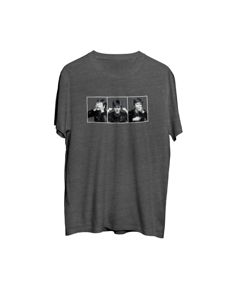 David Bowie Bowie Gray See Hear Speak Photo T-shirt $10.75 Shirts