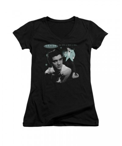 Elvis Presley Junior's V-Neck Shirt | TEAL PORTRAIT Junior's Tee $9.00 Shirts