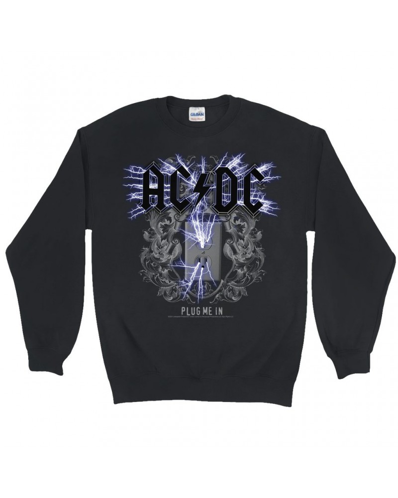 AC/DC Sweatshirt | Plug Me In Design Sweatshirt $12.93 Sweatshirts