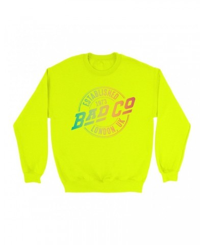 Bad Company Bright Colored Sweatshirt | Rainbow Ombre Est. 1973 London Logo Sweatshirt $17.48 Sweatshirts