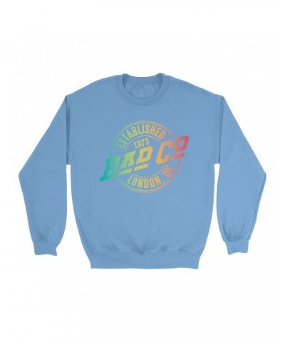 Bad Company Bright Colored Sweatshirt | Rainbow Ombre Est. 1973 London Logo Sweatshirt $17.48 Sweatshirts