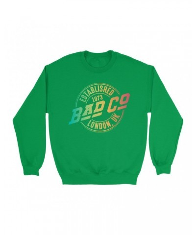 Bad Company Bright Colored Sweatshirt | Rainbow Ombre Est. 1973 London Logo Sweatshirt $17.48 Sweatshirts