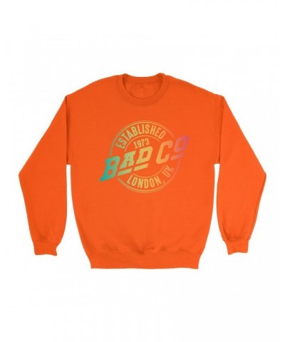 Bad Company Bright Colored Sweatshirt | Rainbow Ombre Est. 1973 London Logo Sweatshirt $17.48 Sweatshirts