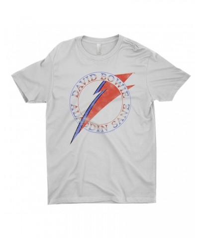 David Bowie T-Shirt | Red And Blue Aladdin Sane Logo Distressed Shirt $12.48 Shirts