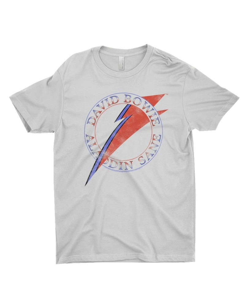 David Bowie T-Shirt | Red And Blue Aladdin Sane Logo Distressed Shirt $12.48 Shirts