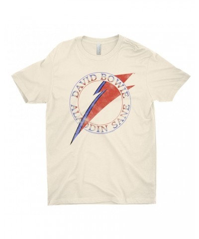 David Bowie T-Shirt | Red And Blue Aladdin Sane Logo Distressed Shirt $12.48 Shirts