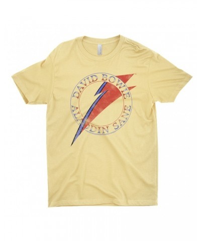 David Bowie T-Shirt | Red And Blue Aladdin Sane Logo Distressed Shirt $12.48 Shirts