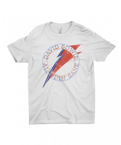 David Bowie T-Shirt | Red And Blue Aladdin Sane Logo Distressed Shirt $12.48 Shirts