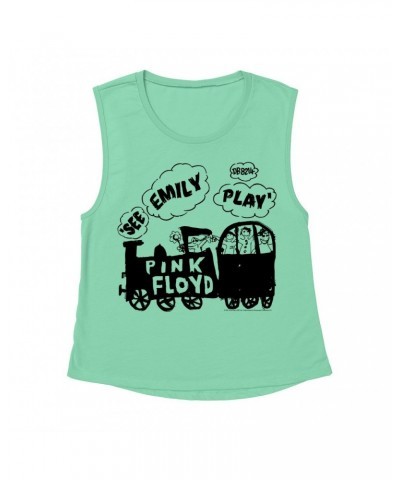 Pink Floyd Ladies' Muscle Tank Top | See Emily Play Train Sketch Shirt $14.83 Shirts