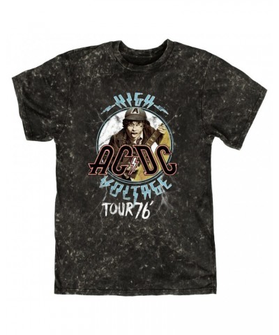 AC/DC T-shirt | High Voltage '76 Tour Angus Young Image Distressed Mineral Wash Shirt $10.18 Shirts